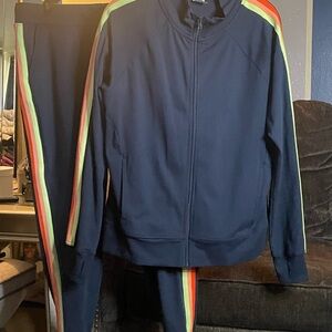 Navy Tracksuit with Rainbow Stripes